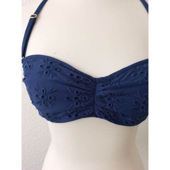 Bleu Rod Beattie Swim Bikini Top Halter Eyelet Embroidered Swimwear - Picture 2 of 8